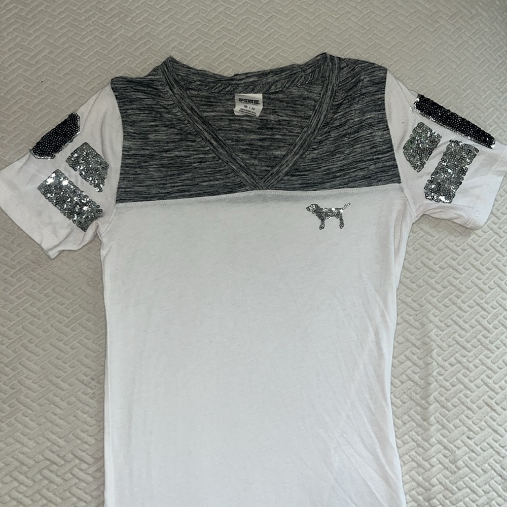 Victoria’s Secret PINK white silver sequin top